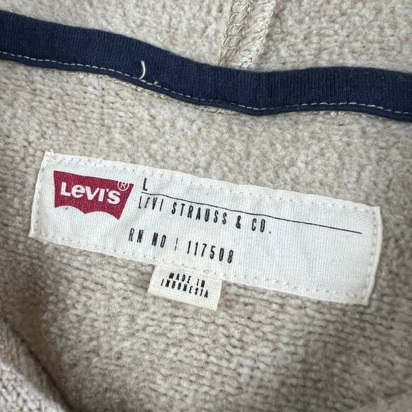 Levi’s Hooded Sweatshirt men’s size Large beige American Flag Logo graphic - Picture 8 of 8